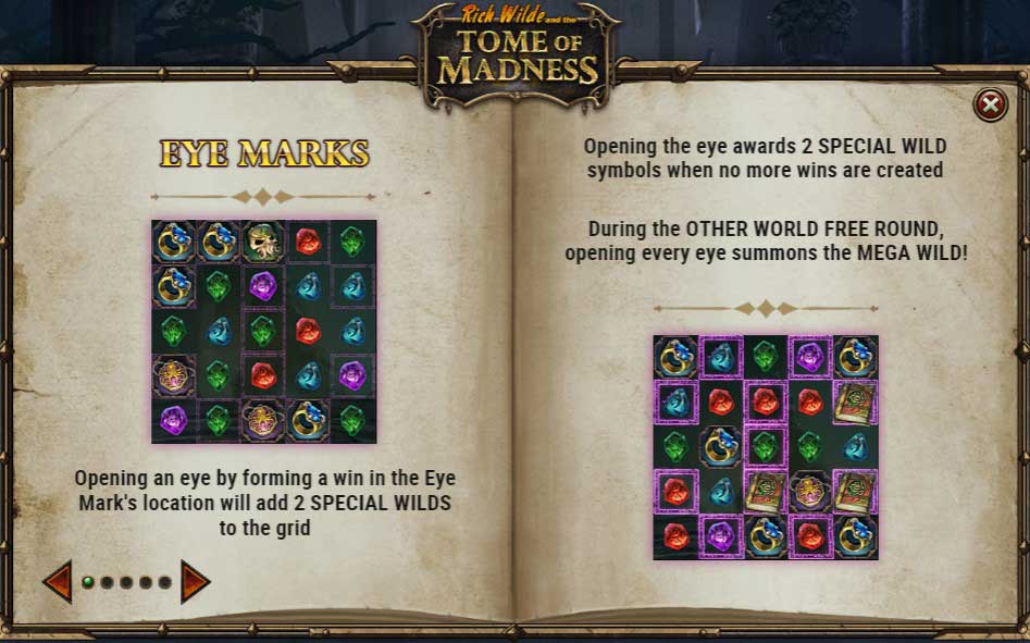 Rich Wilde and the Tome of Madness slot game rules, eye marks